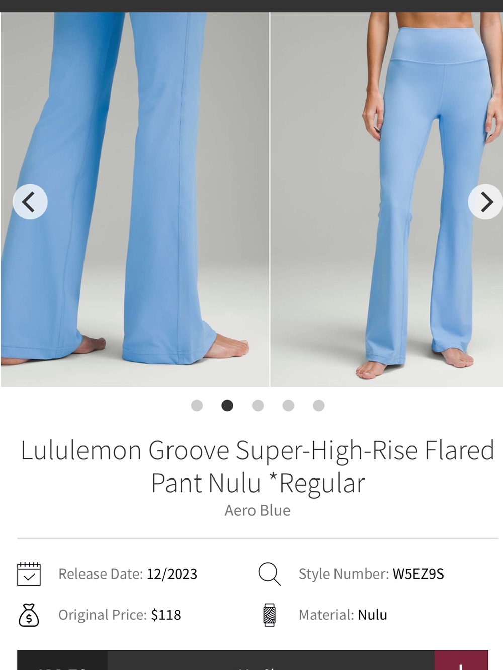 176-$85 *FREE SHIP* Lululemon Groove Super-High-Rise Flared Pant Nulu Aero Blue
